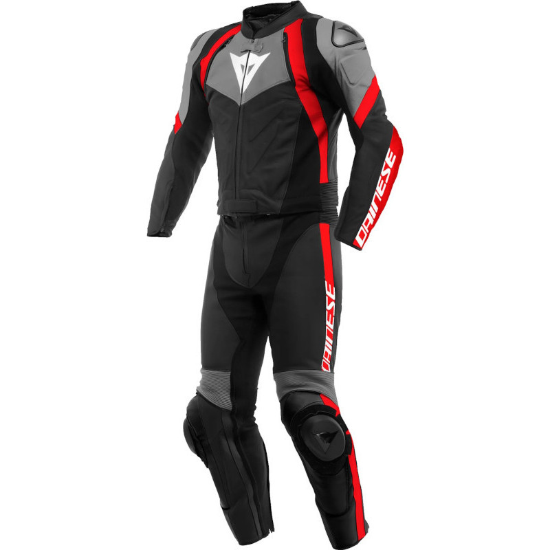DAINESE AVRO 4 2-TEILER LEDERKOMBI SCHWARZ/ANTHRAZIT/ROT