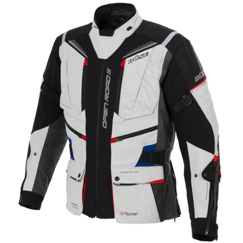 BÜSE OPEN ROAD III DAMEN TEXTILJACKE HELLGRAU/SCHWARZ