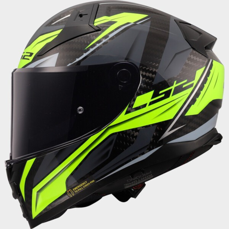 LS2 FF811 VECTOR II CARBON SAVAGE GLÄNZEND/SCHWARZ/NEONGELB