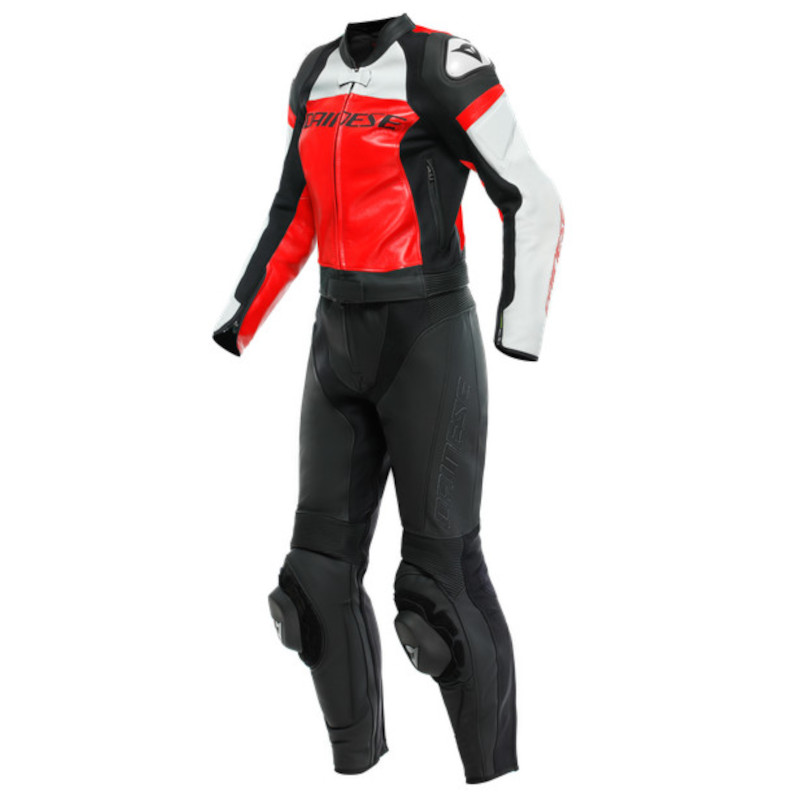 DAINESE MIRAGE LADY 2-TEILIGE DAMENLEDERKOMBI SCHWARZ/ROT/WEIß