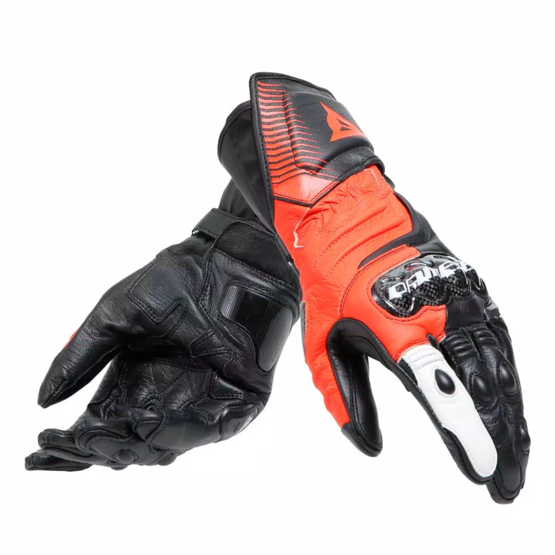 DAINESE CARBON 4 LONG HANDSCHUHE SCHWARZ/NEONROT/WEIß
