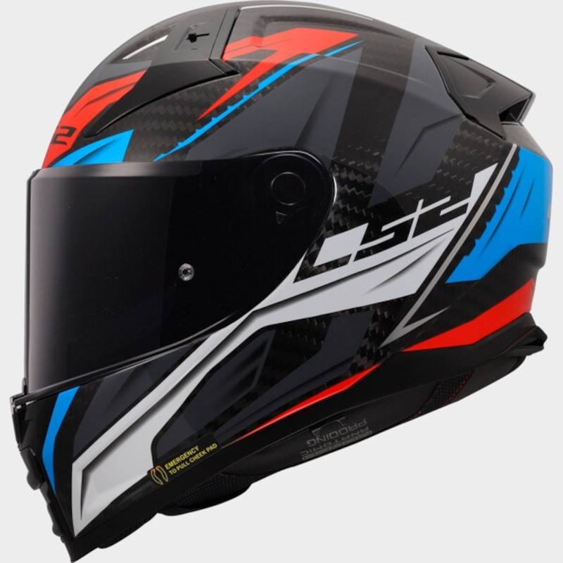 LS2 FF811 VECTOR II CARBON SAVAGE GLÄNZEND/WEISS/BLAU/ROT