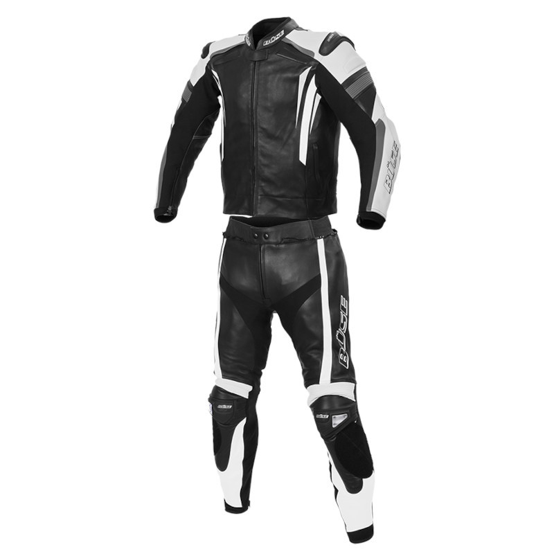 BÜSE TRACK 2TLG LEDERKOMBI SCHWARZ/WEIß