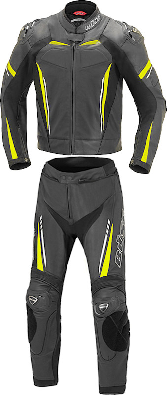 BÜSE IMOLA 2TLG LEDERKOMBI SCHWARZ/NEONGELB