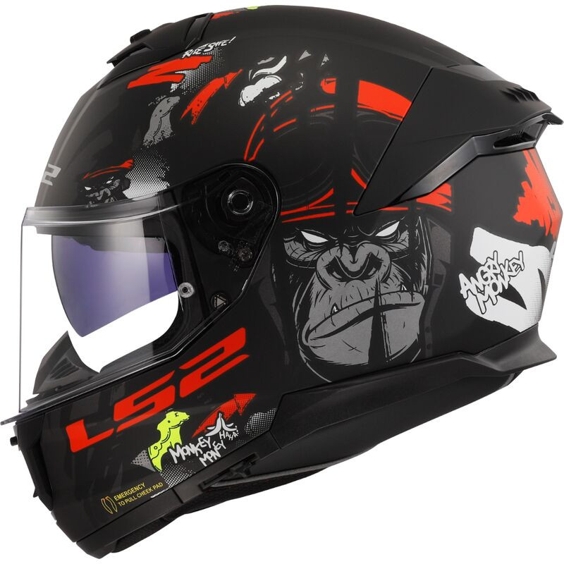 LS2 FF808 STREAM II ANGRY MONKEY MATT/SCHWARZ/ROT